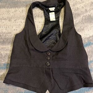 Studio Y Black Button-Front Size L Halter Neck Vest